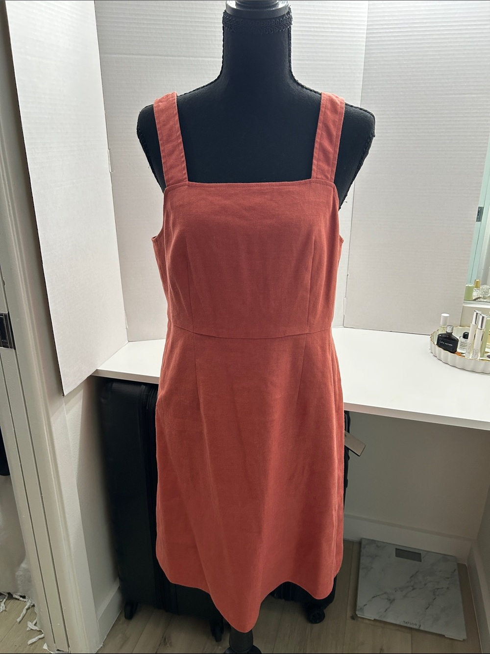 J. Crew Coral Square-Neck Linen Blend Mini Dress Size 6